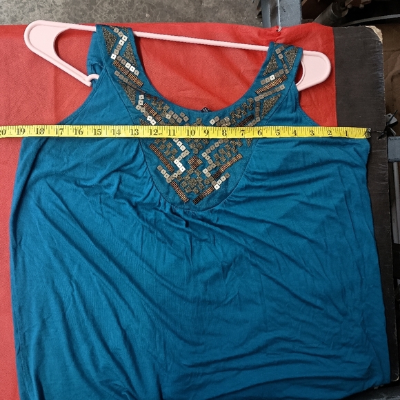 Apt. 9 Blue and Gold Embellished Sleeveless Tank Top - Picture 12 of 12